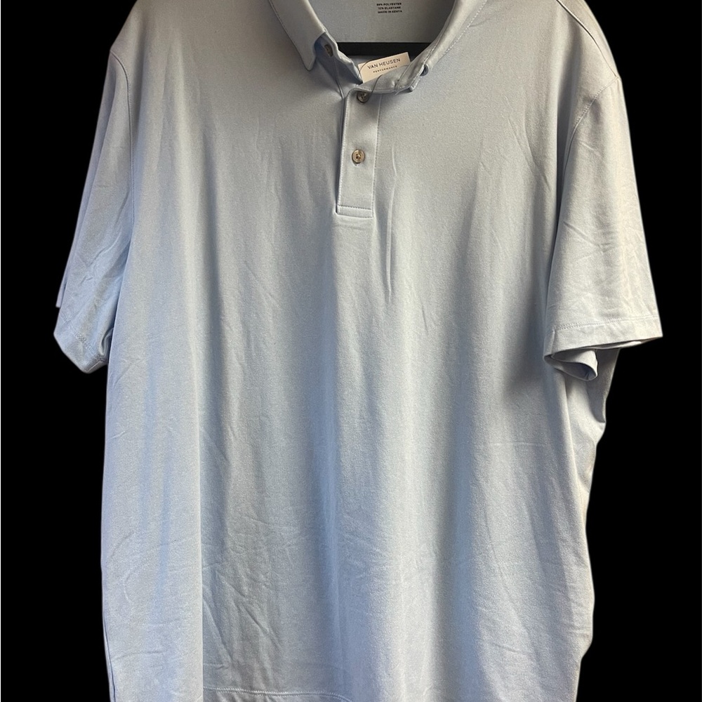 Van Huesen Performance Men's Short Sleeve Polo Shirt XL Light Blue NWT